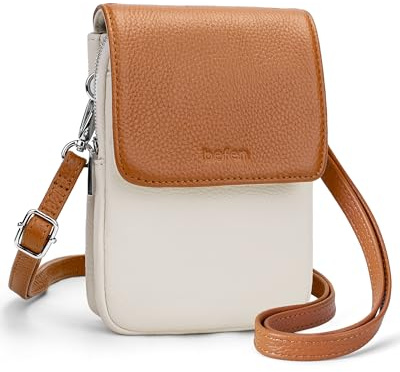 befen Echtleder Handytasche zum Unhängen Damen, Handytasche Damen mit RFID-Blockierung Kartenfächern Handytaschen
