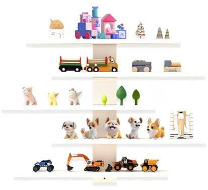 Yabound Wandregal Weiße, 5 Etagen DIY Mini Figuren Regal, Schweberegal Hängeregal aus PVC, Dekorative Regalbrett für Sammlerstücke, SammelFiguren, Schnapsgläser, Mini-Dekorationen