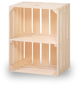 Nuevas caja de frutas con tabla central, madera, vino, manzanas, estantería, cómoda, natural, 50 x 40 x 30 cm