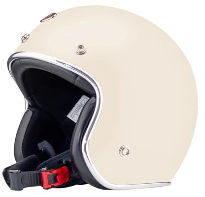 QJWMatic Herren Damen Vintage Open Face Motorradhelm Retro 3/4 Halbhelme mit Bubble Mirror Visier, Street Cruiser Scooter Jet-Moped Helm ECE geprüft H,L59-60CM