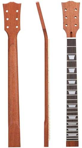 Electric Guitar Neck, 22 Fret Guitar Neck Mahogany Rosewood Fingerboard with Binding Inlay for Lp Guitar Replacement, with a Natural Finish and White Trapezoid Inlay