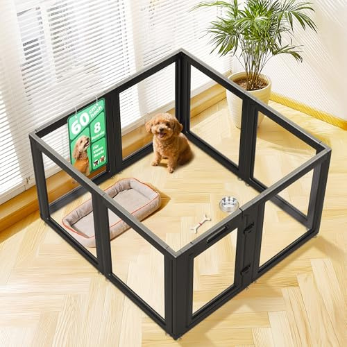 fxw AuraSpace Acryl-Hundespielplatz für Welpen und kleine Hunde, 24 Zoll, 8 Paneele, schwarz