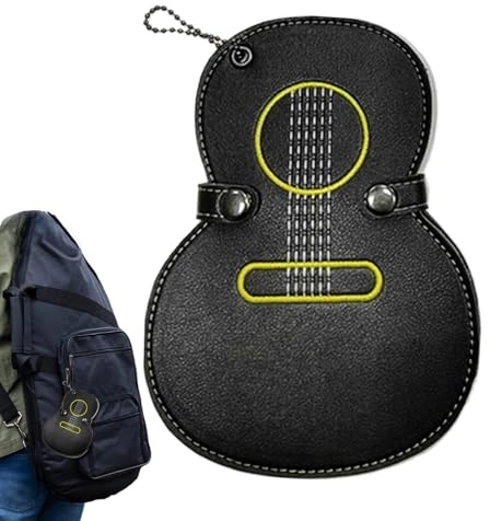 Generico Gitarr Plektrumhållare | Plekterarrangör med 17 fack - PU-läderfodral för gitarrplektrum | för elmusiker och ukulele, Svart, riferimento alla descrizione, Se beskrivningen