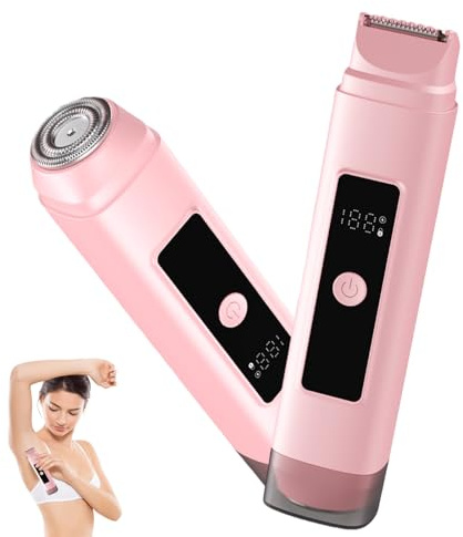 Maquinilla de afeitar íntima para mujer, 2 en 1, afeitadora eléctrica con carga USB-C, IPX7 resistente al agua con indicador LED, húmedo y seco, recortadora de doble cabeza para mujer, para cara