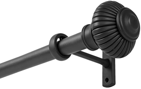 Extendable Heavy Duty Curtain Rod 32-240 Inches - Adjustable Tension Rod for Wide Windows, Black Space-Saving Design with Brackets (1 Pack)