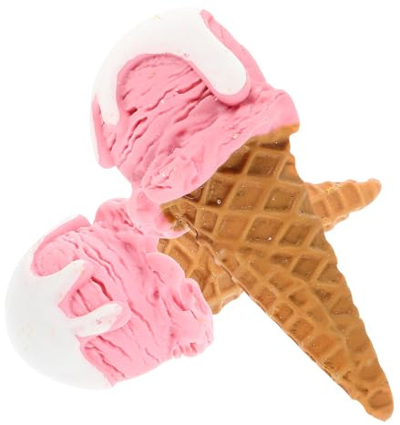 Realistische Eiscreme Modelle 2stücke aus Kunstharz für Fotoprops | Lebensechte Kegel Form, Farbintensiv und Auffällig, Geeignet für Schaufenster Sowie Hochzeit