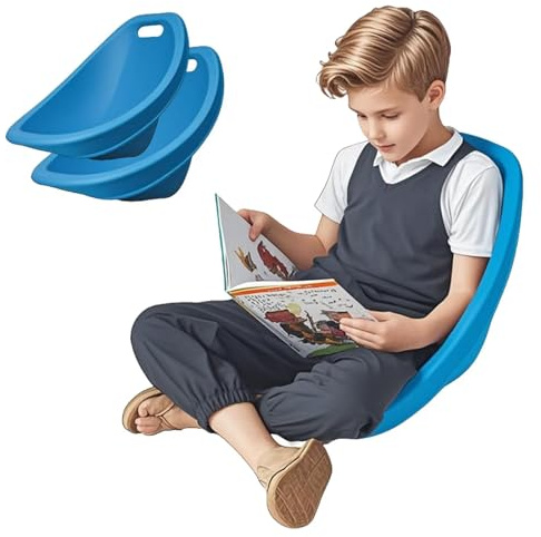Scoop - Sillas mecedoras para aula, asiento portátil de suelo con soporte para la espalda, silla oscilante sensorial flexible para lectura primaria, color rojo, paquete de 2