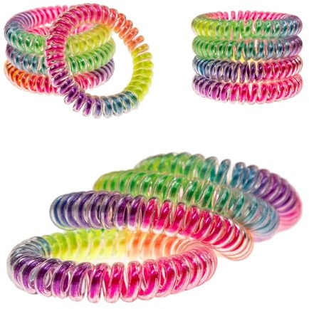 Specora Goma para el pelo en espiral, arco iris, paquete de 4 unidades, 5 cm, antideslizante y respetuoso con el cabello, sin tirones – goma de TPU para todo tipo de cabello