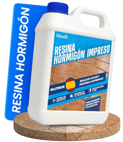 BIBODU Resina per Cemento Stampato per Esterno Trasparente 10 L | Sigillante Protettivo Ravviva Colore | Per Cemento, Pietra e Superfici Minerali | Interno & Esterno – Base Acqua