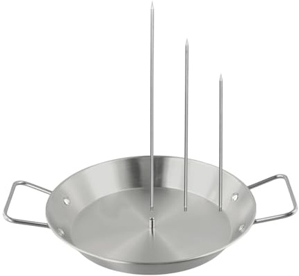 KiraKira for Stainless Steel Rotisserie Skewers Shawarma and Al Pastor, Grill Rods with 3 Prongs Outdoor Cooking, Silver