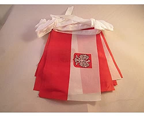 AZ FLAG - Guirlande Drapeau Pologne avec Aigle - 12 Mètres Avec 20 Drapeaux Polonais De 45x30 cm - Fanions 100% Polyester - 200g