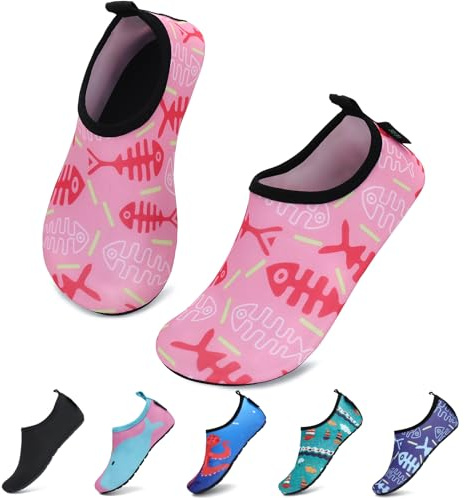 SAGUARO Enfant Chaussures Aquatiques Fille Garçon Chaussons de Plongée Chaussettes d'eau pour Sports Nautiques Piscine et Plage Natation Surf Voile Mer Rivière