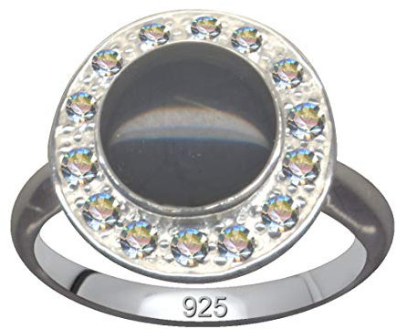 Jugendstil Ring Echt Sterling Silber 925 Zirkonia Kristalle Fingerring Grau Liebe Glaube Hoffnung Emotion Symbol Motiv Stil Objekt extravagant gut schön modisch weiss klar transparent