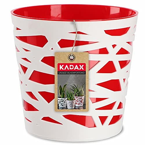 KADAX Vaso da fiori, rotondo, in plastica, per fiori, piante, balcone, per interni, leggero, moderno vaso (13 cm, rosso)
