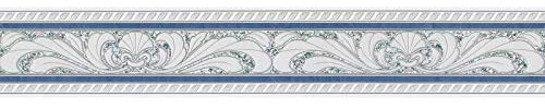 Papier peint moderne Papier peint tendance Tapisserie moderne Frise papier peint Bleu Gris Blanc 681645 | Papier peint pas cher