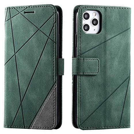 SONWO Case for iPhone 11 Pro Max Case, Premium Leather Flip Wallet Case Magnetic Closure Card Slots Kickstand Phone Case for iPhone 11 Pro Max, Green