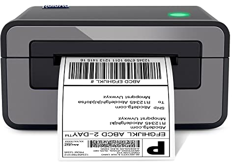 POLONO Etikettendrucker, DHL Thermodrucker Labeldrucker, Label Printer Thermodrucker Desktop Etikettendruck für Amazon, Ebay, Etsy & Shopify, DHL ups USB Mac/PC Count, Grau