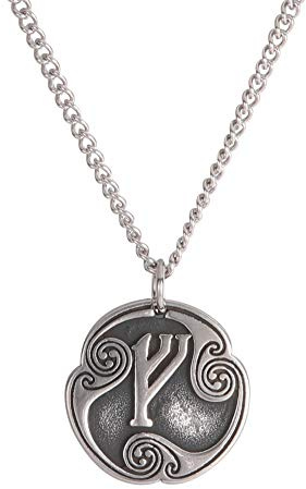 Amaxer Collar de 24 runas con talismán vikingo, joyería asatru, colgante pagano wiccano, runas nórdicas, collar de amuleto nórdico vintage para mujeres y hombres (Fehu)