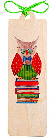 Cozywood Lesezeichen Holz, Buchzeichen für Frauen & Männer Muttertag Vatertag, Bookmarks for Women Men, hölzerne Lesezeichen mit Eulenmotiv, wooden Bookmark Gift for Reader, Eule