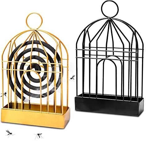 2 Pezzi Porta Bobina per Zanzare.Supporto per Spirali Incenso Antizanzare Ferro Retrò.Repellente Innovativo Bruciatore Appendibile(Nero Oro)