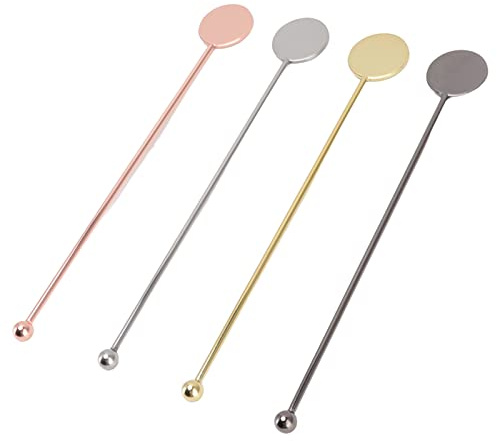 4pcs Cocktail Drink Swizzle Stick Stainless Steel Coffee Beverage Stirrers Drink Layering Stick for Home Coffee Tea Shop Bar Party Use