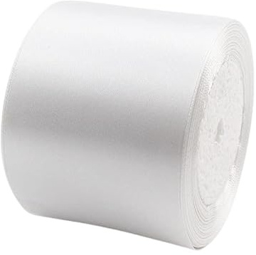23m Satinband Geschenkband Weiß 75mm Breit,Trauer Band Weiß Schleifenband Satin Dekoband Geschenkverpackung Deko Band Stoffband für Halloween Weihnachten Hochzeit Taufe Geburtstag DIY-Handwerk