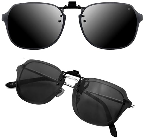 CREYESTAL Clip Occhiali Da Sole Polarizzati, Clip per Occhiali, Sovraocchiali Sollevabile e ultraleggero, Uomo, Donna, 100% ANTI UV, Certificato CE