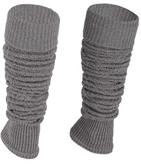 Ateena Stulpen Damen Grau Beinstulpen Damen Wolle Winter Stulpen Damen Stulpen Damen Wolle Damen-Gamaschen für Tanz, Ballett klobige Stiefelmanschetten in Einheitsgröße, Grau