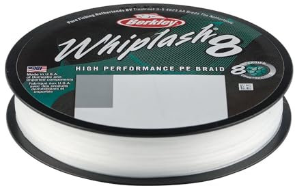 Berkley Whiplash8 Angelschnur, Superline, Raubfischangeln, Hecht, Barsch, Zander, Forelle, Unisex, Kristall, 0,14 mm, 19,2 kg, 19,1 kg, 300 m