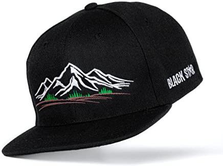BLACK STAR Snapback in Schwarz - Verstellbare Baseball Cap für Herren und Damen, Unisex Kappe mit Gesticktem Logo