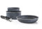 Qulinart by Brandt 194-009, 4-teiliges Kochgeschirr-Set, 2er-Set Kochtöpfe, Aluminium, 16/20 cm, grauer Marmor, und 1 Sauteuse 24 cm, marmorgrau aluminiumfarben