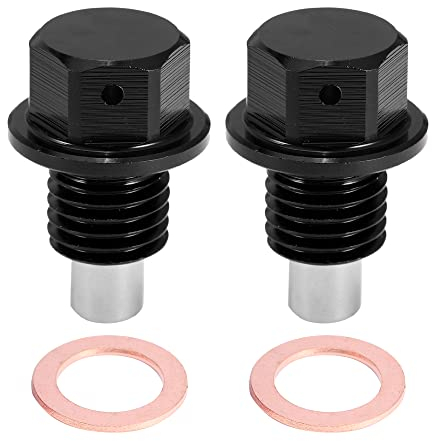 A ABSOPRO 2 Juegos M12x1.5 Tornillo Tapón Carter Drenaje Aceite Aleación con 2 Arandela Negro