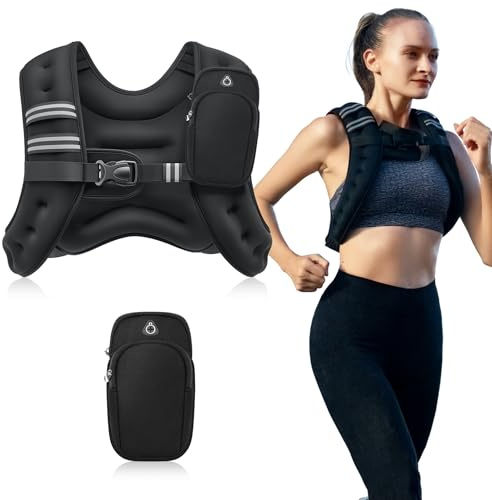 ZELUS Gewichtsweste 5,4kg/7kg/9kg Weighted Vest Trainingsweste mit reflektierenden Streifen, Brustgröße Verstellbar, Praktische Tasche für Laufen, Fitness, Yoga, Krafttraining & Muskelaufbau