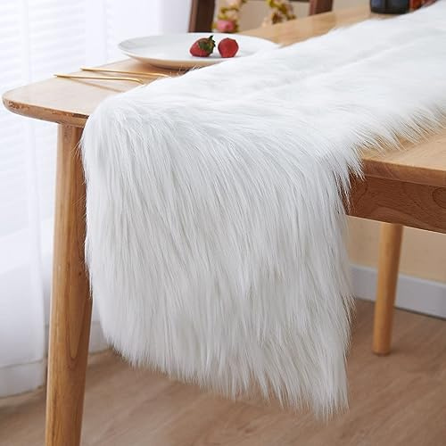 Kunstfell Tischläufer für Deko Weihnachten Home Esstisch- Couchtisch