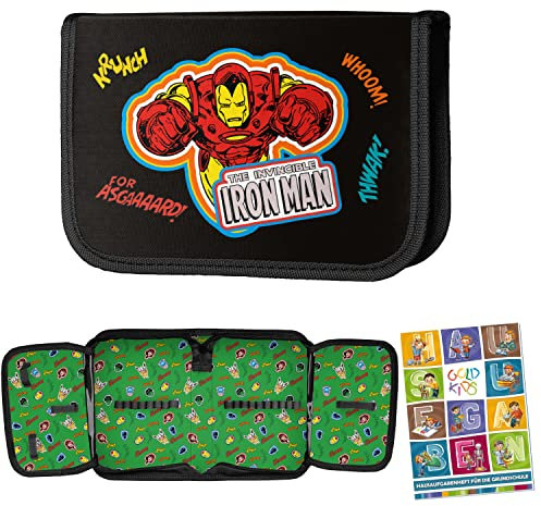 Goldkids Federmappe Federmäppchen Federtasche Schüleretui Stiftetasche Schlamper-Etui Schul-Etui ohne Inhalt Avengers Marvel Motiv inkl Hausaufgabenheft