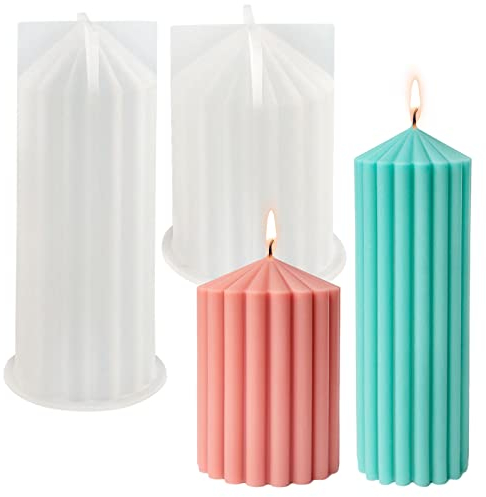 2 Stück Kerzenformen zum Gießen Silikon Kerzenform Zylinder Silikonform Kerzengießform Stumpenkerze Kerze Gießform Silikon Kerzenwachs Form Epoxidharz Silikonform für Kerzenherstellung Seife