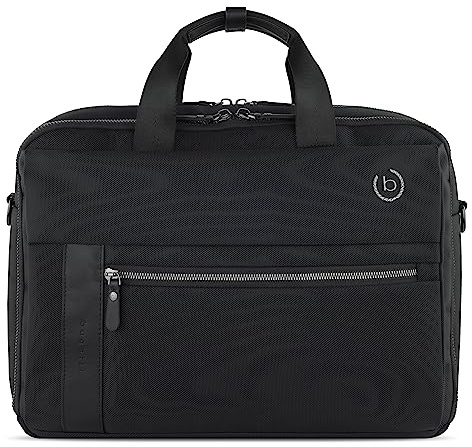 bugatti Nero, große Herren-Businesstasche mit Lederakzenten, Laptoptasche 15, Aktentasche, Schwarz