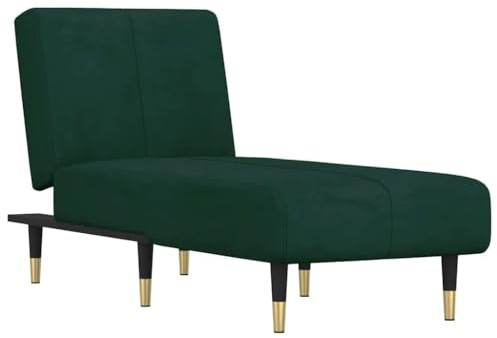vidaXL Chaiselongue, Sofa in 3 Positionen zum Sitzen Entspannen Schlafen Verstellbar, Couch in Eleganter Optik, Liege Schlafsofa Loungesofa Liegesofa, Dunkelgrün Samt