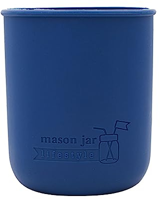 Quart 32oz Silicone Sleeves/Jackets for Protecting Ball, Kerr, Canning Jars by Mason Jar Lifestyle (Deep Blue, 2)