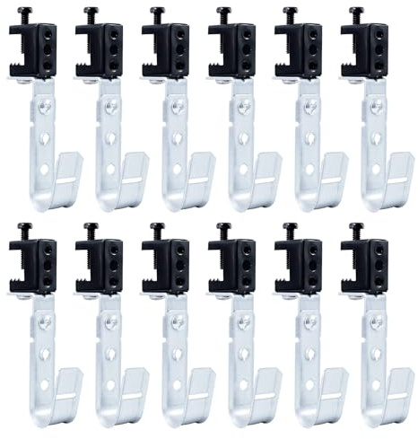 Baudelun Heavy Duty 3/4 Cable Support J Hooks with Beam Clamp for Wire Management, Metal Wire Support J-Hook Hanger for Wall Mounting&Attaching to Vertical Surfaces(Ceilings, Beams)，12 Packs