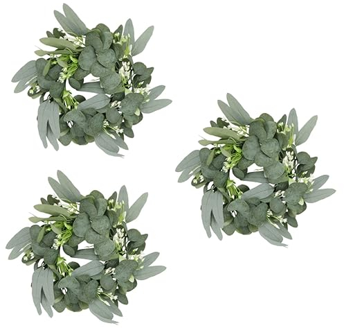 Warmhm 3stücke Ear Leaf Wreath Künstlicher Eukalyptus Kranz Für Und Türdekoration Für Hochzeiten Partys Und Festliche Anlässe Hochwertige Imitation Mit Feiner Verarbeitung Grün