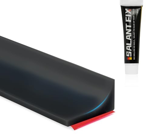 flintronic 5 M negro Barrera de Ducha Y Sistema de Retención, Embellecedor Copete Encimera Cocina, Umbralducha Plegable, Umbral Plegable de Silicona para Platos de Ducha Con 20g de pegamento