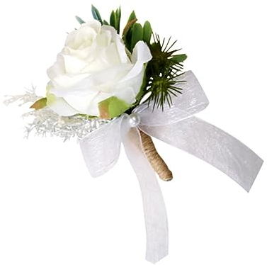 Blumenbrosche für Hochzeitsfeiern Weiße Grüne Seide Elegant