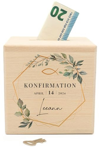 Geschenkfreude Spardose mit Gravur personalisiert zur Konfirmation - Hexa | tolle Geschenke für die Konfirmation, Geschenkideen zur Konfirmation, Geldgeschenk für Junge und Mädchen
