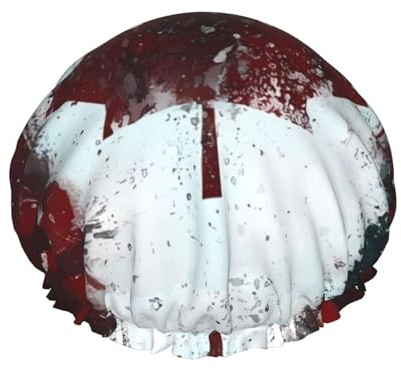 Retro-Duschhaube mit Kanada-Flagge, wiederverwendbar, doppellagig, wasserdicht, mit elastischer Kordel für Hausreinigung, Gesichtspflege, Dusche