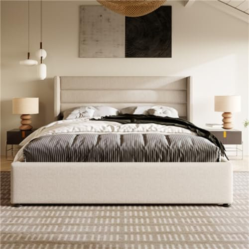 Letto Contenitore Doppio Idraulico 3 Dimensioni Possono Essere Scelte Con Materasso - Design Moderno, Caratteristiche Umanizzate - Ideale Per Il Comfort E L'organizzazione Della Camera(Size:140*200cm)