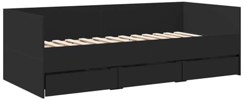 vidaXL Tagesbett mit Schubladen ohne Matratze Schwarz 75x190 cm