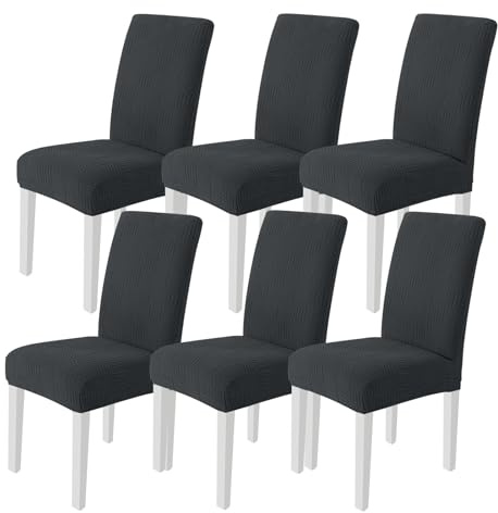 Ystyle Stretch Stuhlhussen 6er Set, Stuhlbezug Elastisch Abnehmbarer Waschbarer,Universal Langlebig Stuhlbezüge, Für Hotel Bankett Küche Restaurant Hochzeit Party, Grau