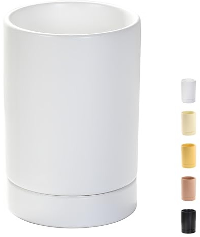 Dowbom Support pour ustensiles de cuisine pour comptoir, organisateur pour cuillère et spatule, pot en céramique pour ustensiles de cuisson, range-couverts, porte-baguettes (Blanc)