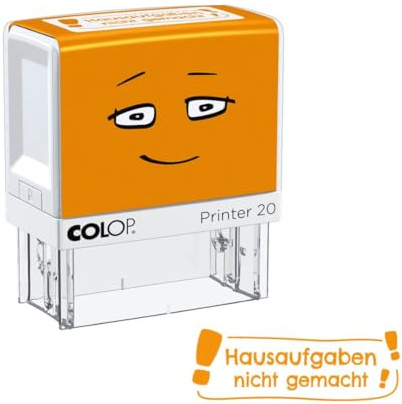 NIO School Motivationsstempel |„Hausaufgaben nicht gemacht“ | Selbstfärbender Lehrerstempel | Abdruckfarbe Shiny Orange (Orange) | 38 x 14 mm | Ideal für Grundschule & Hausaufgaben Grundschule